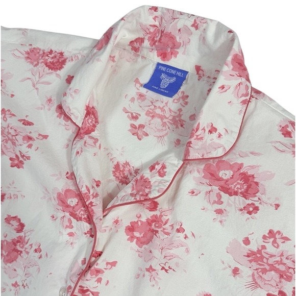 Pine Cone Hill Pajama Set Pink Floral Cotton Short Sleeve Sleepwear Medium - Picture 1 of 10